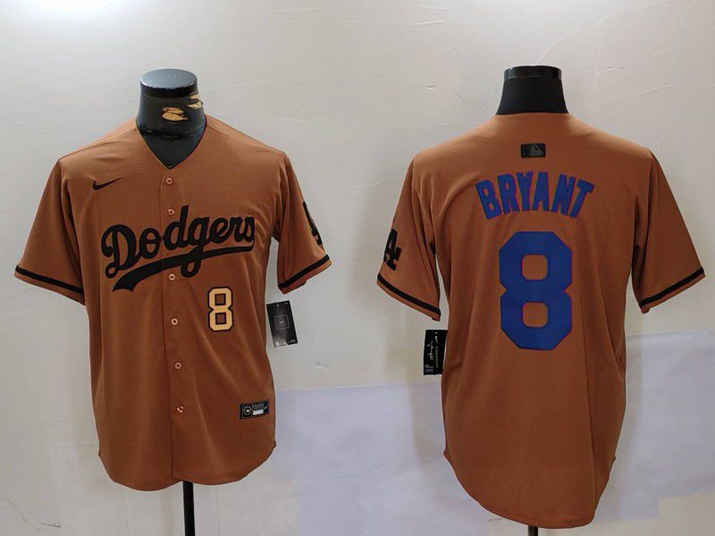 Men Los Angeles Dodgers #8 Bryant army green joint name 2024 Nike MLB Jersey style 2